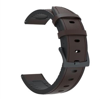 20mm Genuine Leather + Silicone Hybrid Watchband Strap Black Buckle for Huawei Watch GT 2 42mm