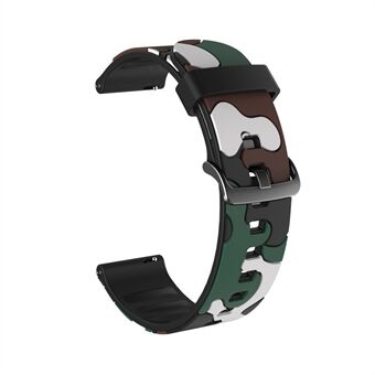 20mm Camouflage Skin Silicone Watch Band for Samsung Galaxy Watch Active1/2/Watch 42mm/Gear Sport/Huami Amazfit GTR 42mm/Bip GTS/Garmin Vivoactive 3/Move HR/Huawei Watch GT2 42mm