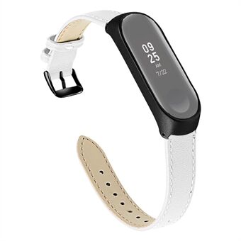 Quality Genuine Leather Watch Band Strap [Black Frame] for Xiaomi Mi Band 5