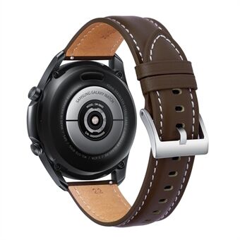 22mm Fine Stitches Genuine Leather Watch Band for Samsung Galaxy Watch3 45mm etc.