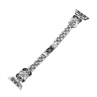 XINCUCO Stainless Steel Chrysanthemum Shaped Rhinestone Decor Watch Strap Replacement for Apple Watch SE/Series 6/5/4 44mm / Series3/2/1 42mm
