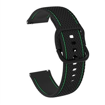 20mm Dual-Color Stitching Line Silicone Watchband Strap Replacement for Samsung Galaxy Watch4 Classic 46mm 42mm/Watch4 44mm 40mm/Gear Sport/Huawei Watch 2