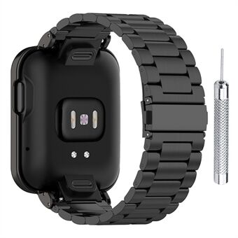 304 Stainless Steel Three Beads Watch Strap with Watch Case Protector + Installation Tool for Xiaomi Redmi Watch / Mi Watch Lite - Black