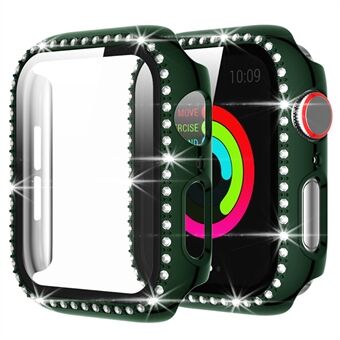 Single Row Rhinestone Decorative PC Watch Case Cover + Tempered Glass Screen Protector for Apple Watch Series 3/2/1 42mm