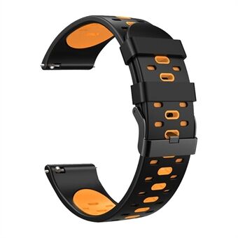 22mm 3 Rows Holes Bi-color Silicone Soft Watch Band for Samsung Galaxy Watch3 45mm/Galaxy Watch 46mm/Gear S3 Frontier/Gear S3 Classic