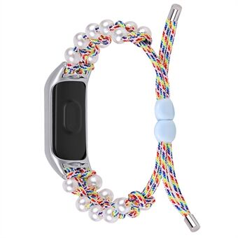 Pearl Decor Adjustable Braided Rope Replacement Watchband Smart Watch Wrist Strap for Xiaomi Mi Band 5/6