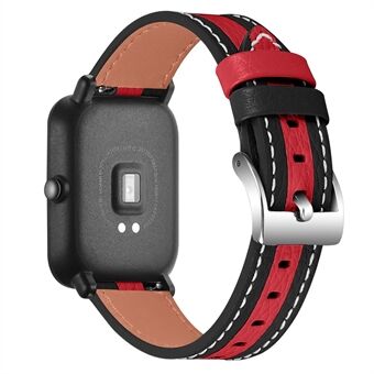 20mm Smart Watch Strap for Huami Amazfit GTS/Bip/Bip Lite Color Splicing Design Cowhide Leather Replacement Band