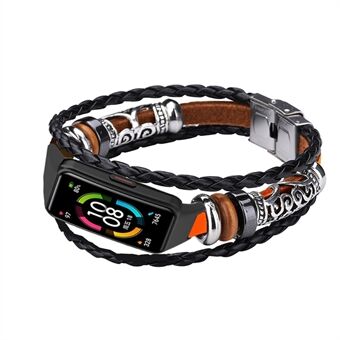 For Huawei Band 6/Honor Band 6 Ethnic Beaded Replacement Watch Strap Bracelet Retro Wrist Band