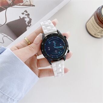 For Huawei Watch GT3 46mm/Xiaomi Haylou RS3 22mm Universal Rhombus Grid Design Ceramic Watch Strap Wrist Band