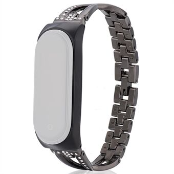 For Xiaomi Mi Band 3/4 Smart Watch X Design Stainless Steel Watch Strap with Rhinestone Decor
