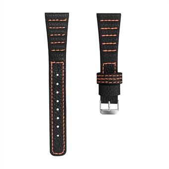 Watch Strap for Garmin Vivomove/Vivomove HR, Wave Stitching Lines Top Layer Genuine Leather Wristband
