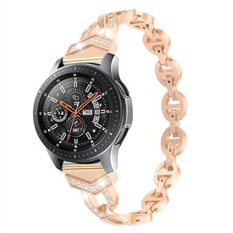 For Samsung Gear S3 Frontier/Galaxy Watch3 45mm Metal Smart Watch Band Stylish Rhinestones Decor Replacement Wrist Strap