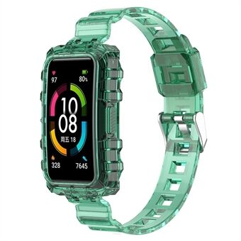 For Huawei Band 7/Band 6/Honor Band 6 Replacement Transparent TPU Watch Strap Wrist Band with Watch Case