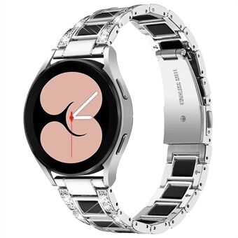 For Samsung Galaxy Watch4 Active 40mm/44mm/Watch4 Classic 42mm/46mm Stylish Rhinestone Decor Stainless Steel Resin Watch Band Wrist Strap
