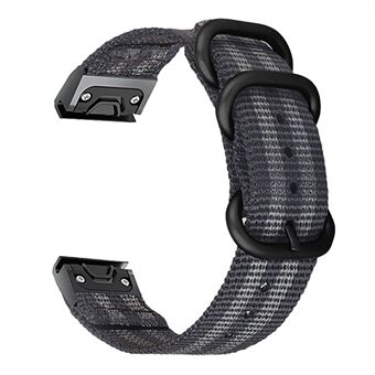 For Garmin Fenix 7 / 6 Pro / Forerunner 935 / 945 22mm Nylon Smart Watch Strap Stainless Steel Three Loops Replacement Wrist Band