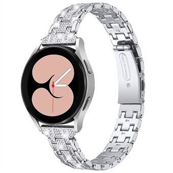 For Samsung Galaxy Watch3 41mm / Watch 42mm Double Buckle Design 5 Rows Rhinestone Stainless Steel Watch Band Wrist Strap 20mm