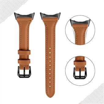 For Google Pixel Watch Genuine Leather Watch Band Adjustable 20mm Bracelet Strap with Black Connector