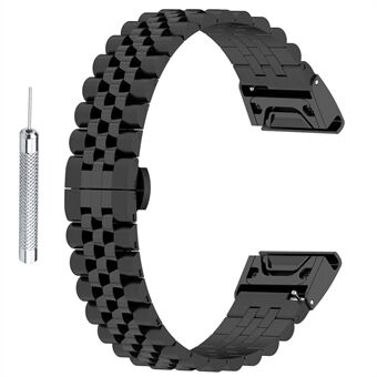 For Garmin Fenix 7X / 6X / 5X Stylish 5 Beads Stainless Steel Watch Strap Replacement Watchband with Tool