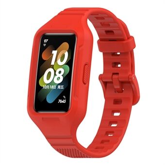 For Huawei Band 6 / 7 / 8 Sports Silicone Watch Band with Case Cover