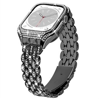 For Apple Watch Series 6 5 4 SE (2022) SE 40mm Watch Band Stainless Steel Rhinestone Decor Strap with Watch Case
