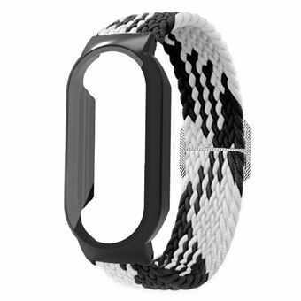 For Xiaomi Smart Band 8 Braided Nylon Watch Band Elastic Wrist Strap with Watch Case and Screen Protector
