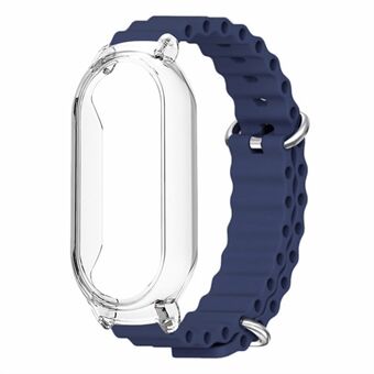 For Xiaomi Smart Band 8 Silicone Watch Strap Adjustable Ocean Watch Band with Transparent Case