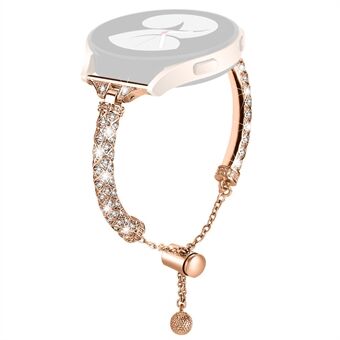 20mm Watch Band for Samsung Galaxy Watch 6 40mm 44mm , Rhinestone Decor Bracelet Copper Wristband Strap