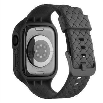 For Apple Watch Series 8  /  7 45mm Woven Texture TPU Watchband Integral Watch Strap with Case