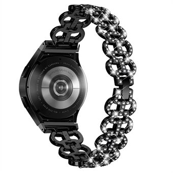 For Samsung Galaxy Watch6 40 / 44mm Rhinestone Metal Watch Strap Hollow Breathable Watchband