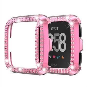 Double Row Rhinestone Decor PC Frame Bumper Protective Cover for Fitbit Versa