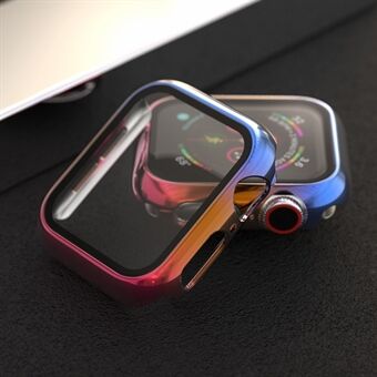 Gradient Color PC Frame Intergrated Tempered Glass Screen Protector Smart Watch Case for Apple Watch Series 4 / 5 / 6 44mm / SE 44mm / SE (2022) 44mm