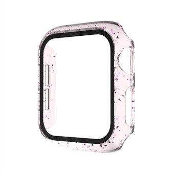 Glittery PC Frame Intergrated Tempered Glass Screen Protector Smart Watch Case for Apple Watch SE/Series 6/5/4 44mm