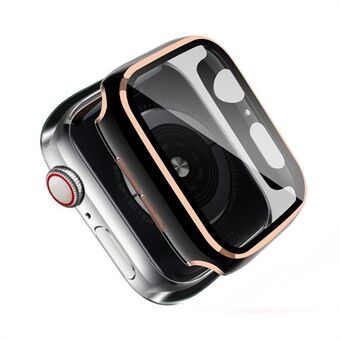 One-Piece Plated PC Frame + Tempered Glass Watch Protection Case for Apple Watch Series SE/6/5/4 40mm