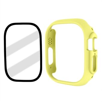 For Apple Watch Ultra 49mm Rubberized Matte Hard PC Case Anti-Scratch Bumper Frame Cover with Tempered Glass Film