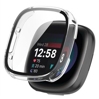 Anti-drop Watch Case for Fitbit Versa 4 / Sense 2, Hard PC Full Protection Cover with Tempered Glass Screen Protector
