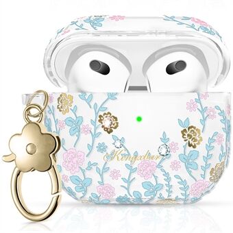 KINGXBAR Flora Series Anti-drop TPU Earbuds Case Cover Portable Scratch Resistant Charging Case Protector with Keychain for Apple AirPods 3