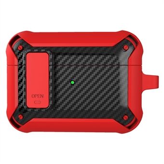 Carbon Fiber Texture Snap-on Lid Design Wireless Earphone TPU+PC Protective Cover Case for AirPods Pro