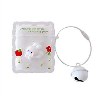 For Apple AirPods with Charging Case (2016) / (2019) / AirPods with Wireless Charging Case (2019) Soft TPU Earphone Case Rabbit Design Drop-proof Protective Cover with Bell Pendant