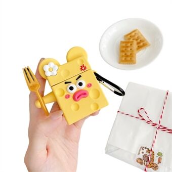 For AirPods with Charging Case (2016) / (2019) / AirPods with Wireless Charging Case (2019) Funny Cartoon Cheese Earphone Case Silicone Protective Cover
