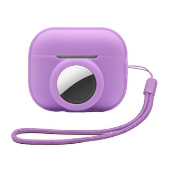 Silicone Case for Apple AirPods Pro 2 and for Apple AirTag, 2-in-1 Anti-drop Earphone Locator Protective Cover with Strap - Purple