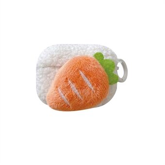 For Apple AirPods 3 Bluetooth Earphone Plush Case Fluffy Carrot Decor Earbud Anti-drop TPU Cover with Ring Buckle