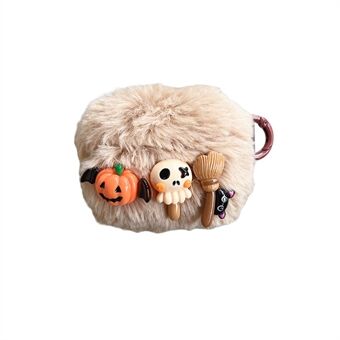 Soft Fluff Earbud Cover For Apple AirPods 3, Anti-fall TPU Little Ghost Skull Earphone Case with Ring Buckle