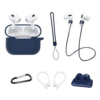 For AirPods Pro 2 Silicone Cover Neck Rope Hanging Buckle Ear Hook 6-in-1 Anti-lost Accessories Kit