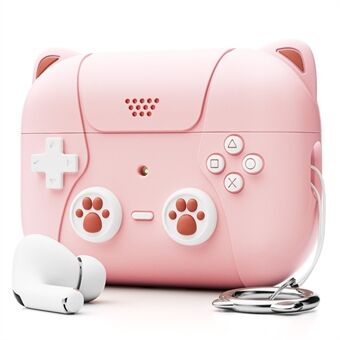 For Apple AirPods Pro / AirPods Pro 2 Silicone Case Cat Game Console Design Earphone Cover with Lanyard