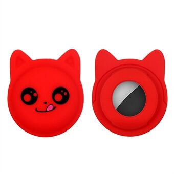 Pattern Printing Cat Head Shape Anti-loss Protective Cover Pet Locator TPU Case for Apple AirTag Tracker