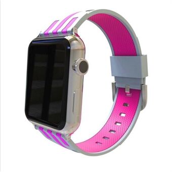 Contrast Color Stripe Soft Silicone Watch Strap for Apple Watch Series 4 40mm, Series 3 / 2 / 1 38mm