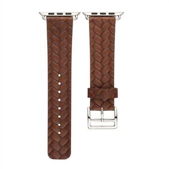 Woven Texture Genuine Leather Watch Wristband for Apple Watch Series 5 4 44mm, Series 3 / 2 / 1 42mm