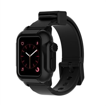 Soft Silicone Watchband Strap + Watch Case for Apple Watch Series 3 / 2 / 1 42mm - All Black
