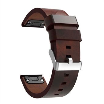 210mm PU Leather Pointed Strap Replacement Wriststrap Watch Band for Garmin Fenix 5 - Brown