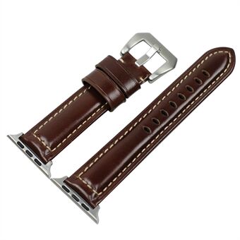 Split Leather with Silver Buckle Watch Band for Apple Watch Series 6/SE/5/4 40mm / Series 3/2/1 Watch 38mm